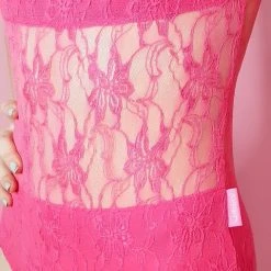 Frilledneck Fashion Lace Leotard - Watermelon