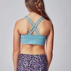 Running Bare Girls Lotus Duo Sports Crop - Sky Marle