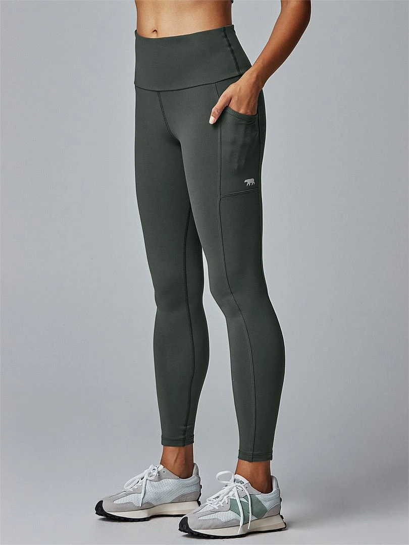 Running Bare Power Moves Ab-Waist Tight - Moss (Adult)