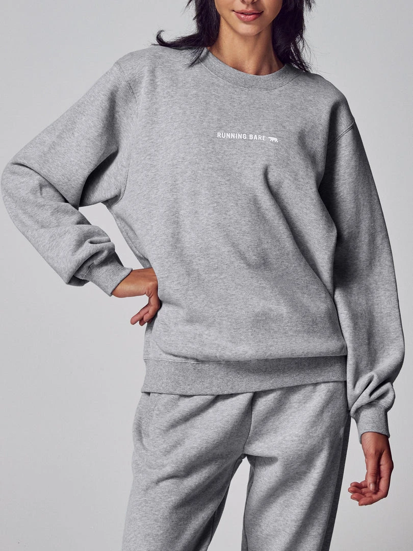 Running Bare Legacy Crew Sweat - Silver Marle (Adult)