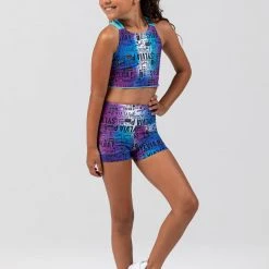 Sylvia P Chromatic Reversible Cropped Singlet Tops