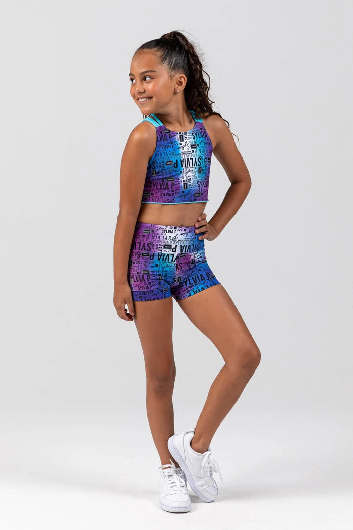 Sylvia P Chromatic Reversible Cropped Singlet Tops