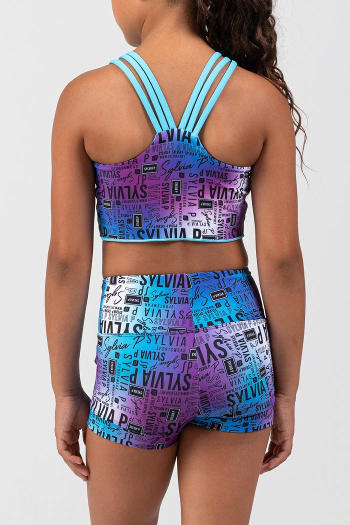 Sylvia P Chromatic Reversible Cropped Singlet Tops