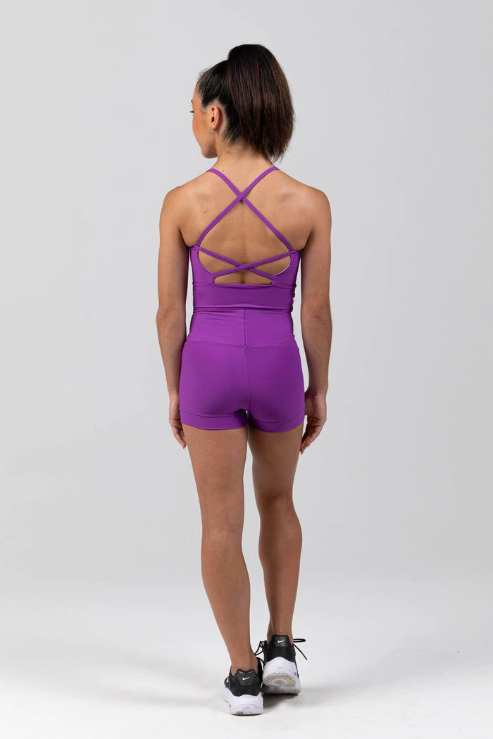 Sylvia P Mulberry Long Line Cropped Singlet