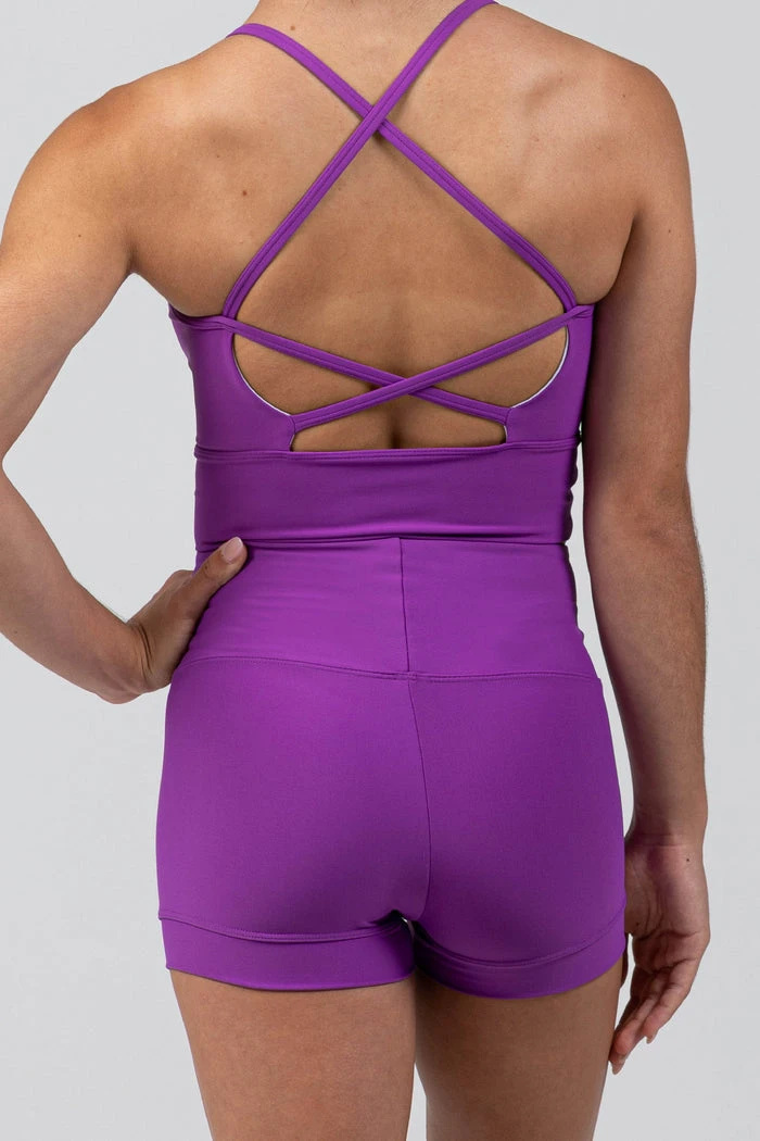 Sylvia P Mulberry Long Line Cropped Singlet