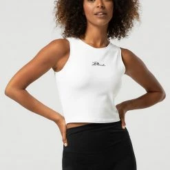 Bloch Tonal Print Crop Tank - White (Adult) $39.95 Tops